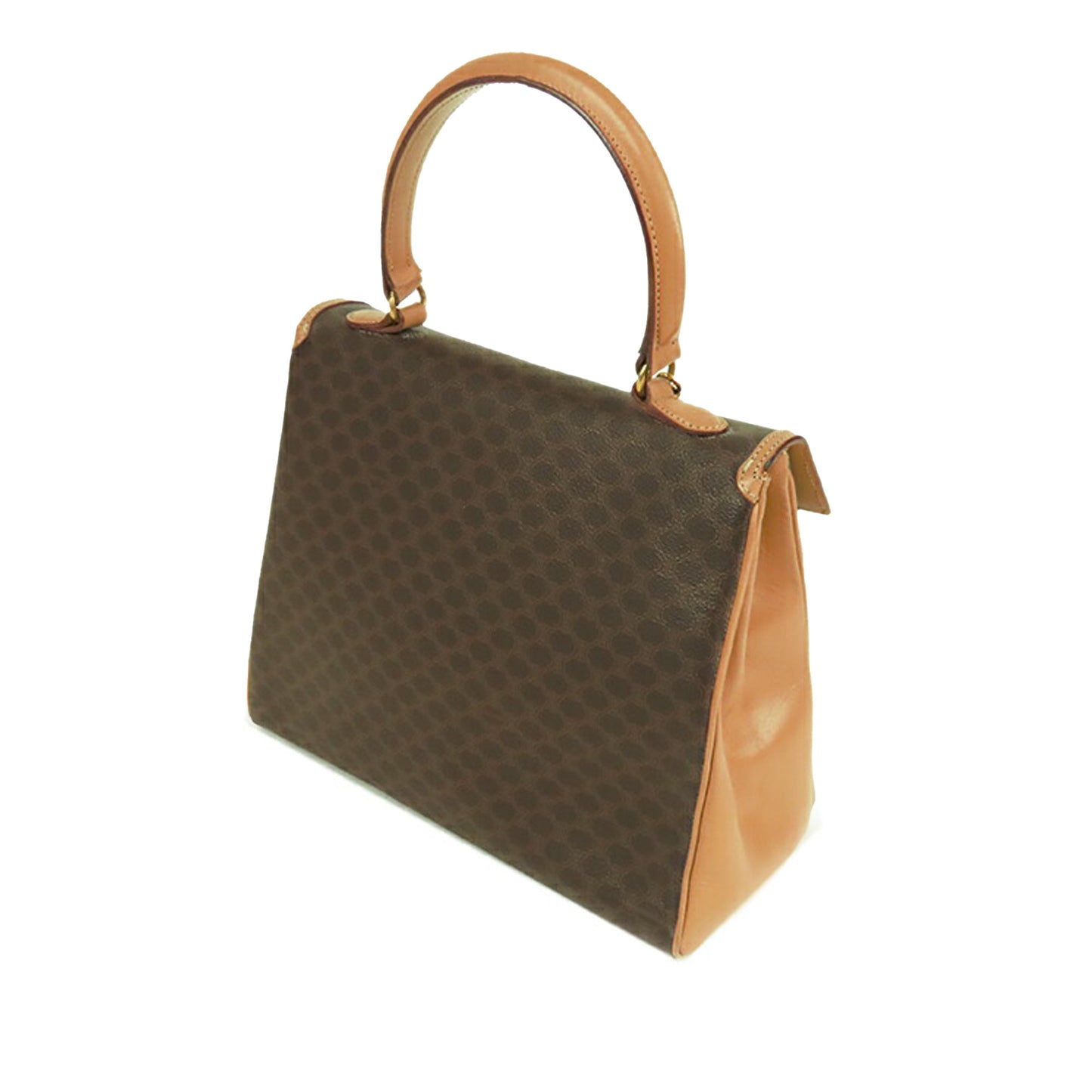Celine Macadam Coated Canvas Top Handle Bag Brown