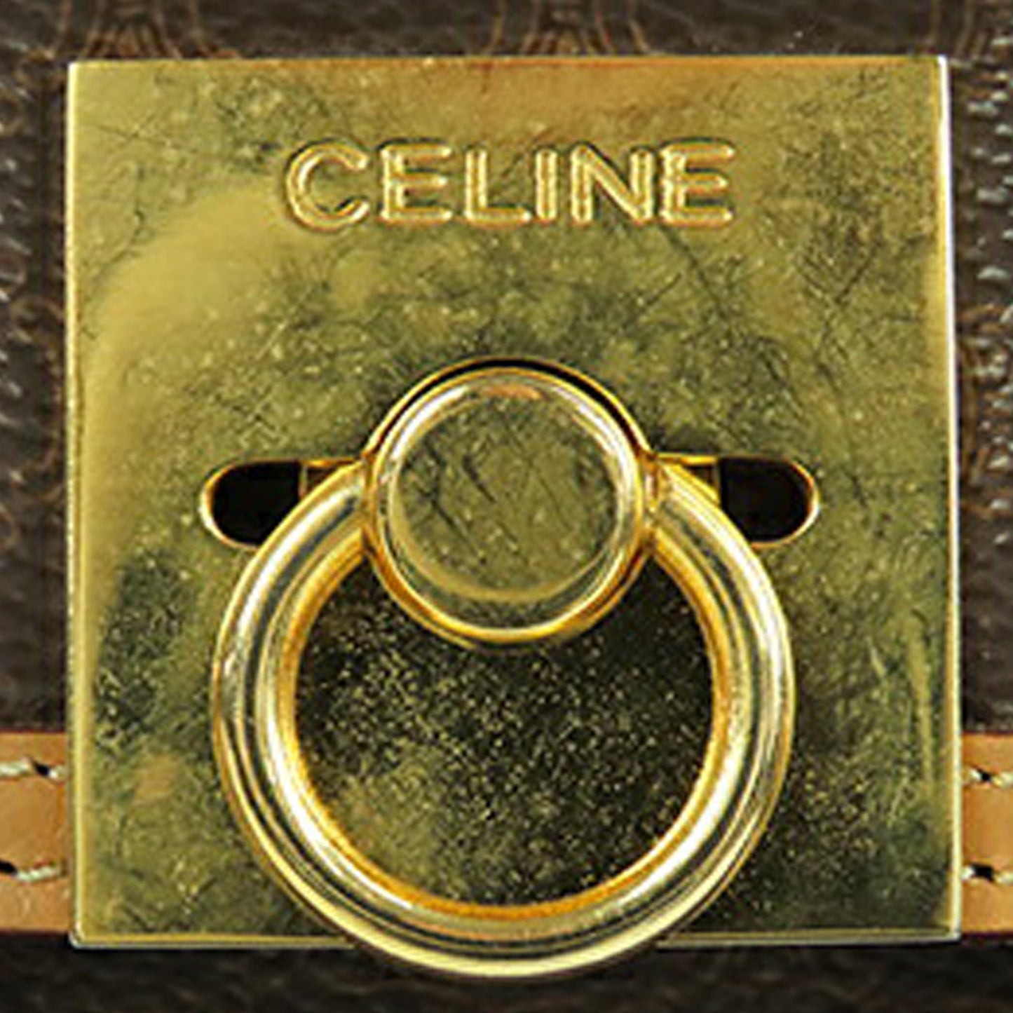 Celine Macadam Coated Canvas Top Handle Bag Brown