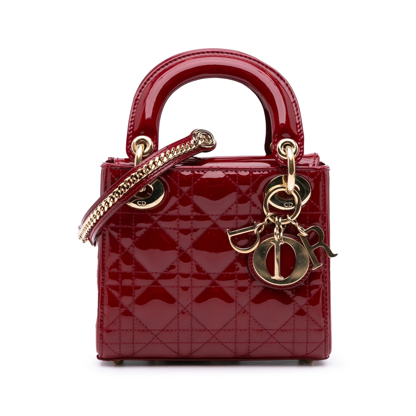 Dior Mini Patent Cannage Lady Dior Red