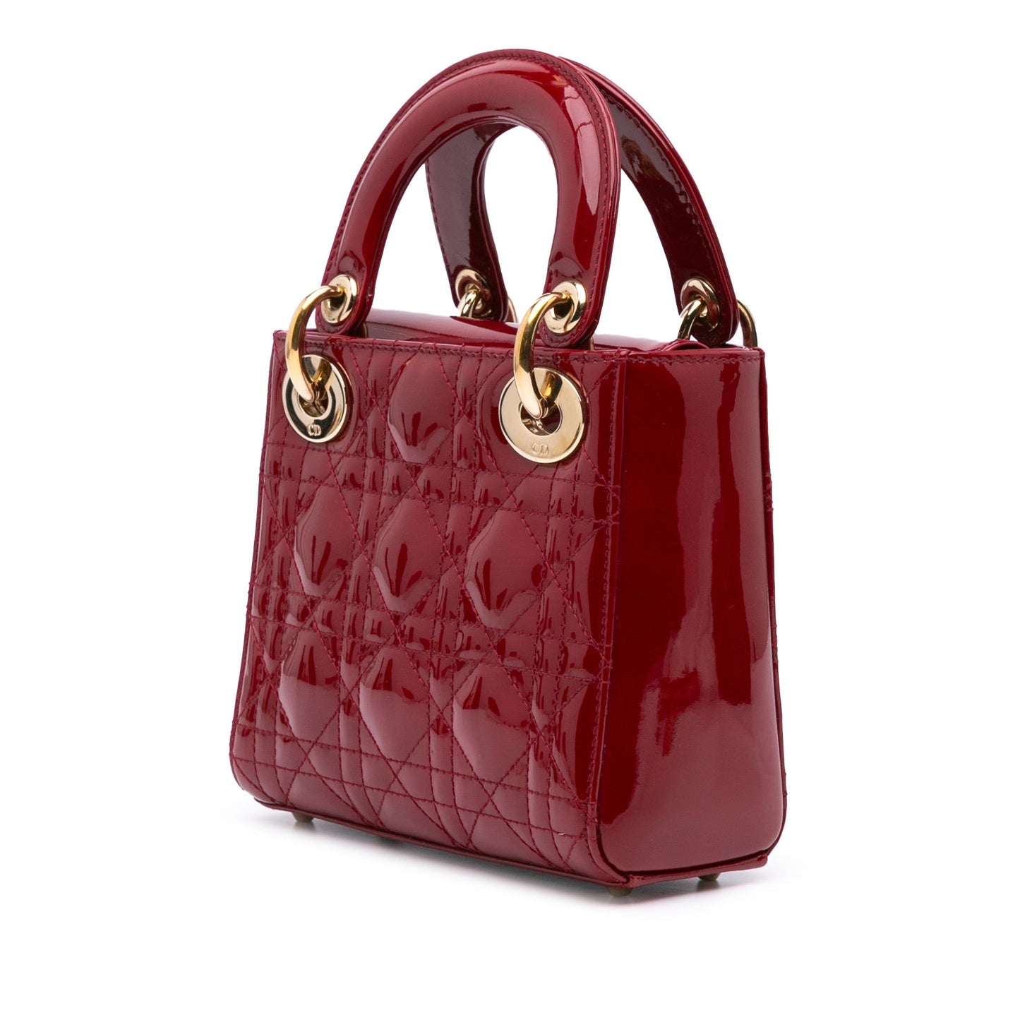 Dior Mini Patent Cannage Lady Dior Red