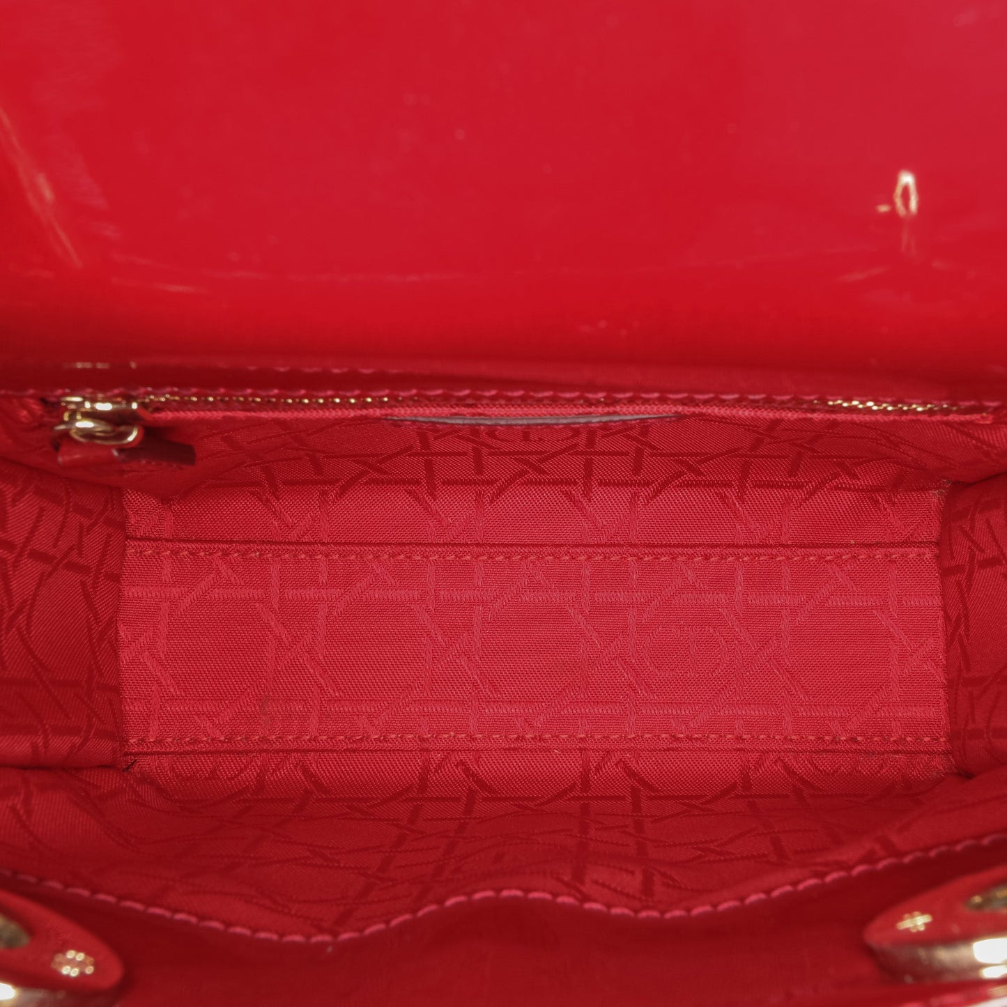 Dior Mini Patent Cannage Lady Dior Red
