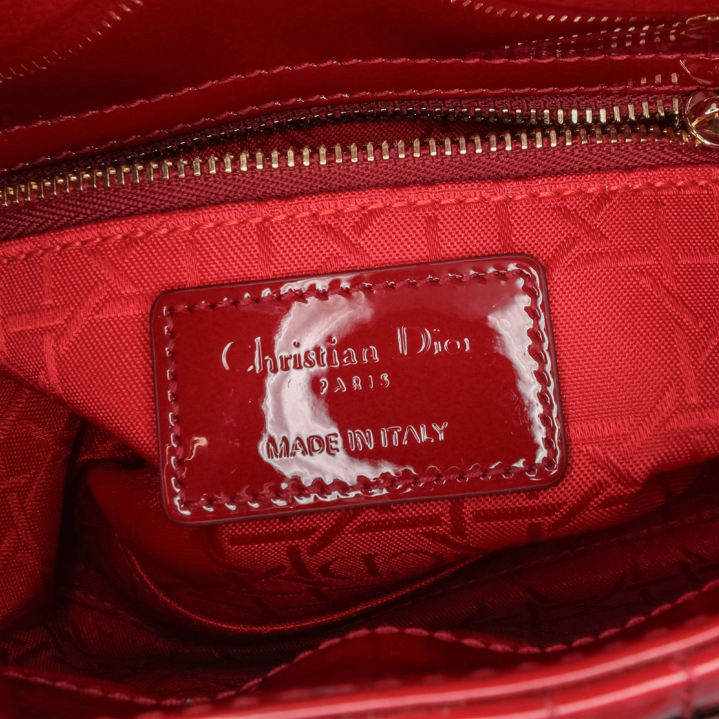 Dior Mini Patent Cannage Lady Dior Red