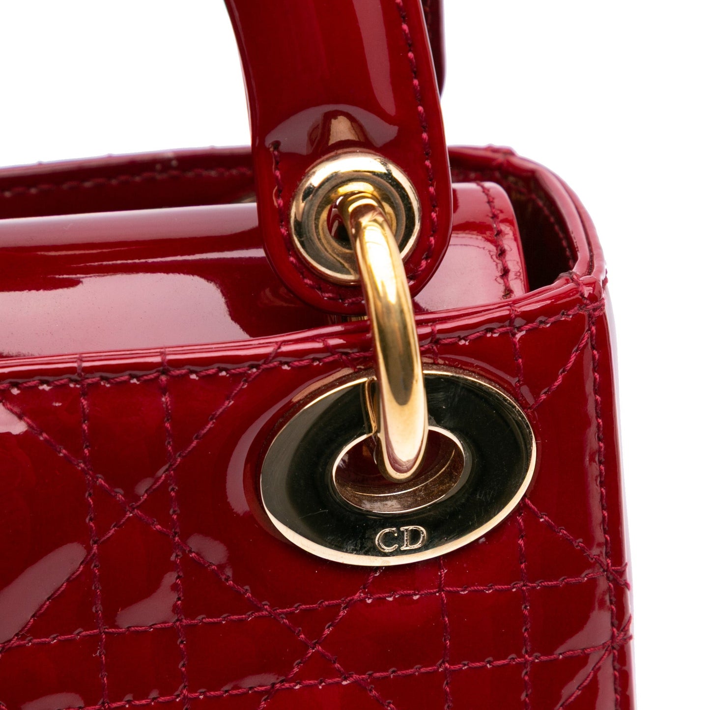 Dior Mini Patent Cannage Lady Dior Red