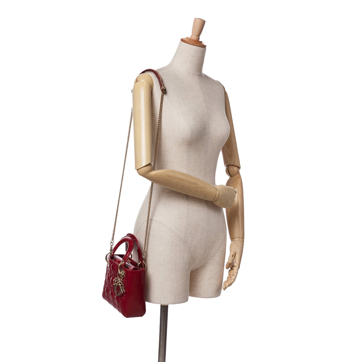 Dior Mini Patent Cannage Lady Dior Red