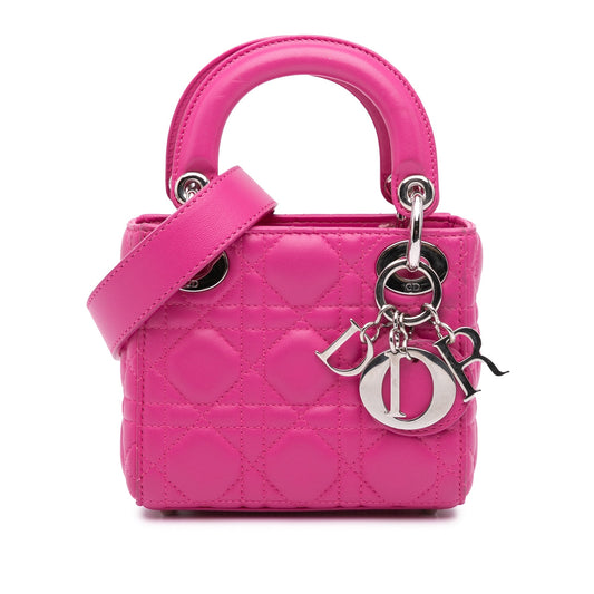 Dior Micro Lambskin Cannage Lady Dior Pink