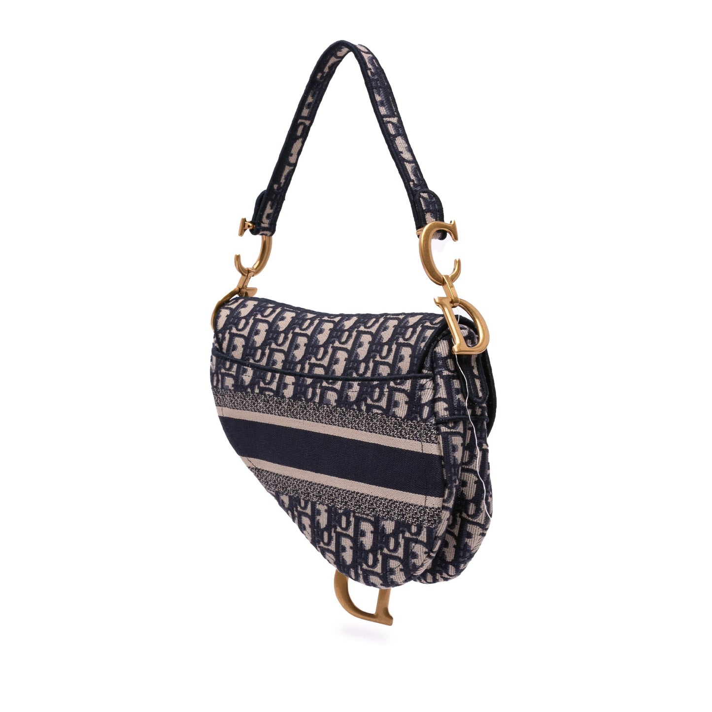 Dior Oblique Embroidered Canvas Saddle Bag Blue
