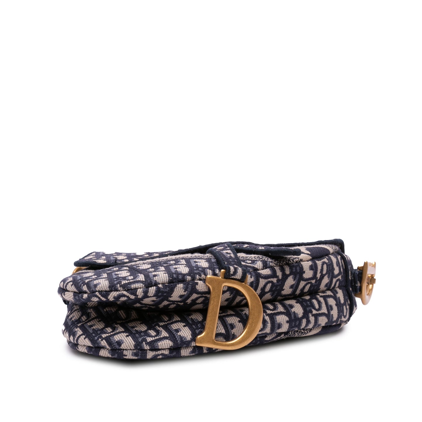 Dior Oblique Embroidered Canvas Saddle Bag Blue