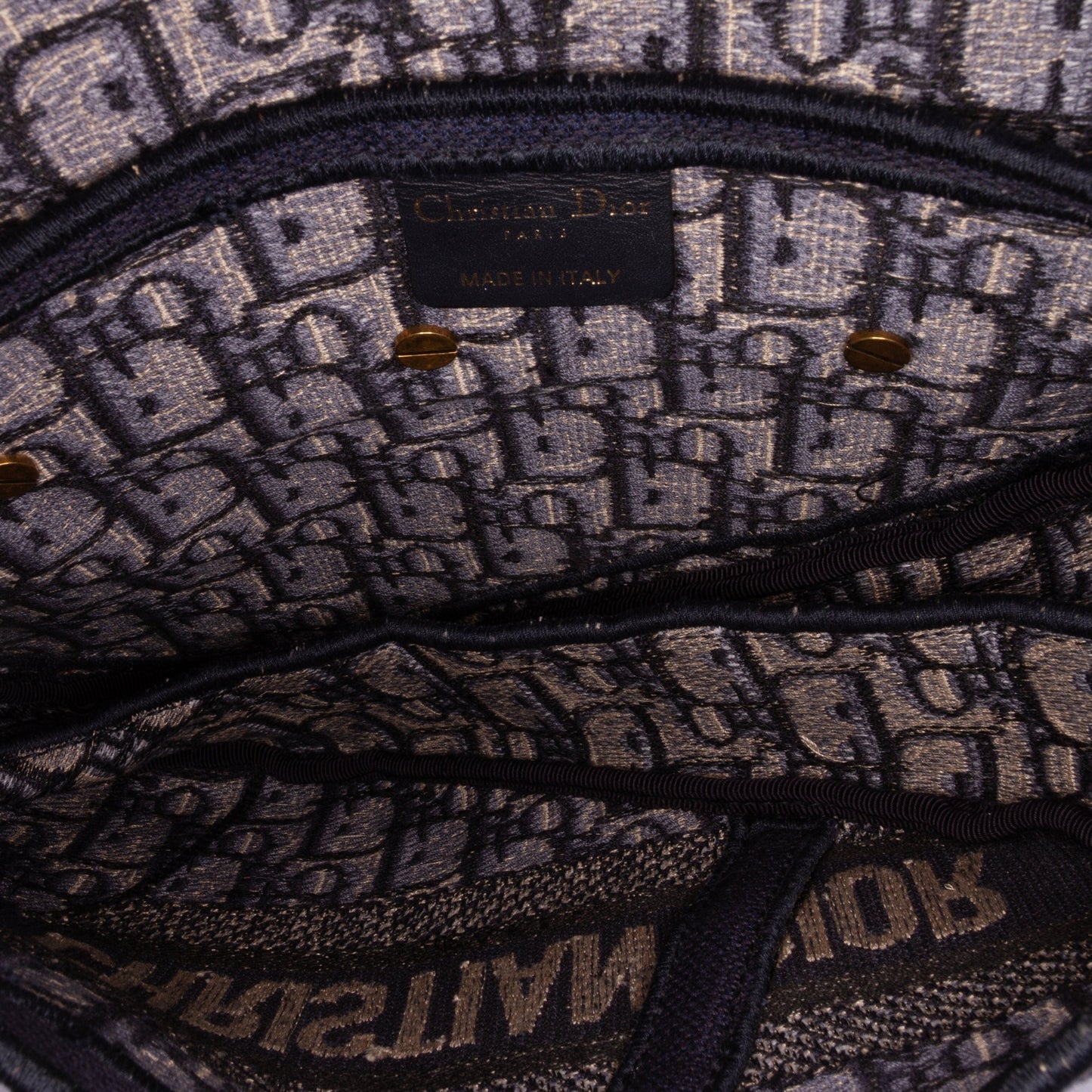 Dior Oblique Embroidered Canvas Saddle Bag Blue