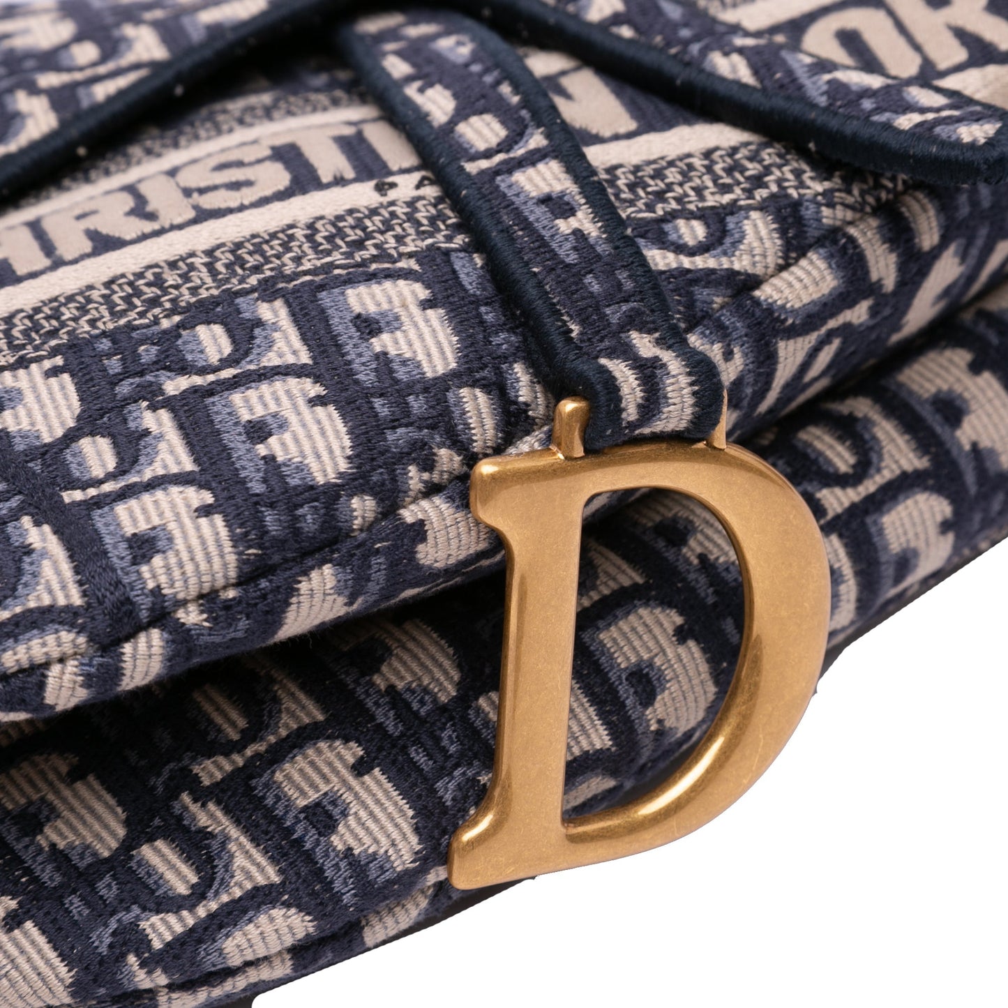 Dior Oblique Embroidered Canvas Saddle Bag Blue