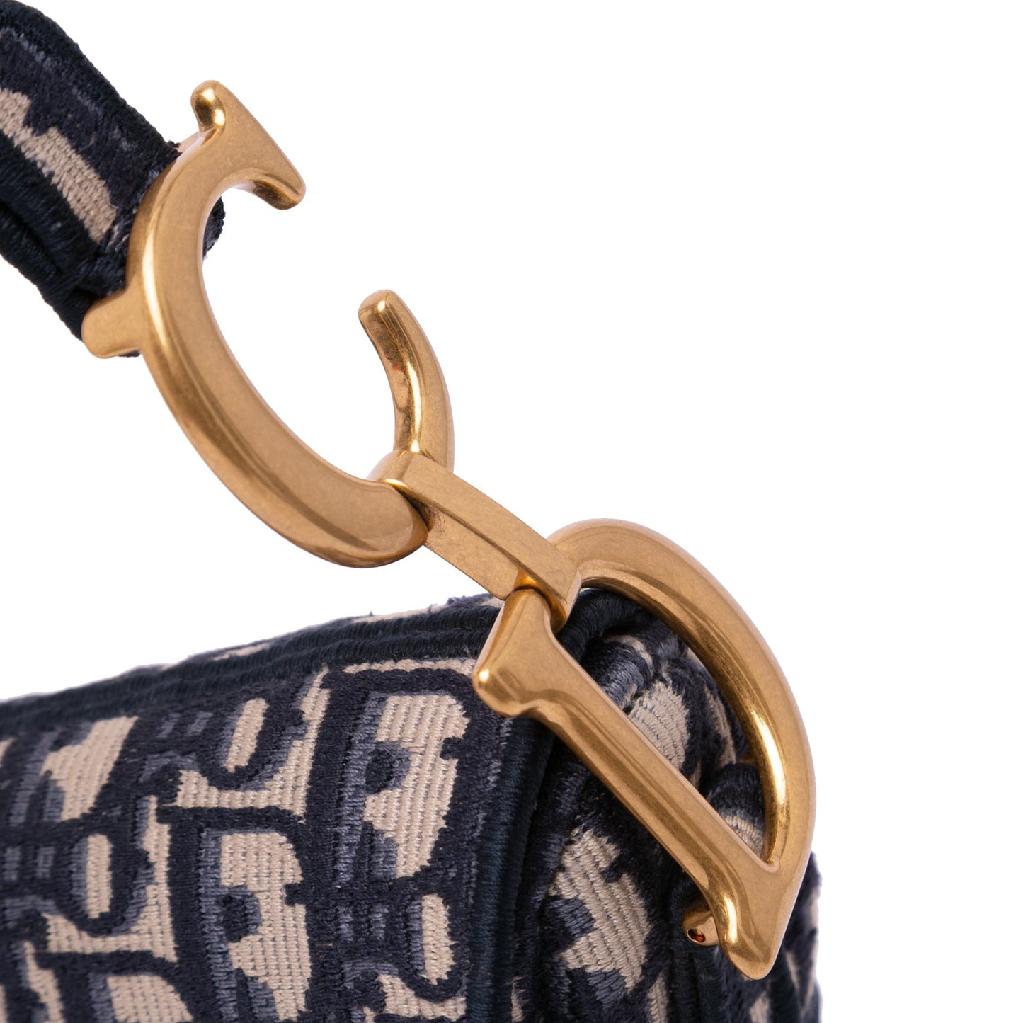 Dior Oblique Embroidered Canvas Saddle Bag Blue