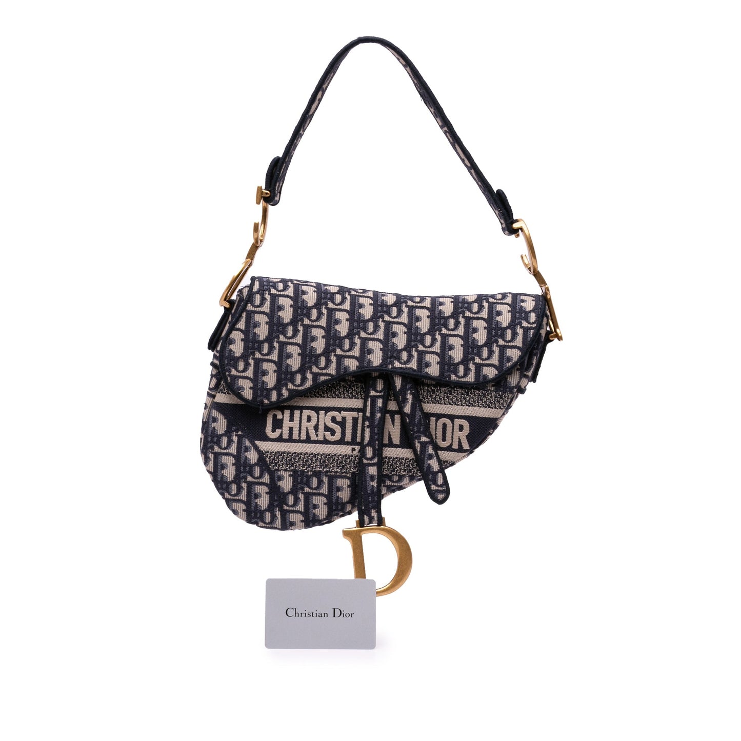 Dior Oblique Embroidered Canvas Saddle Bag Blue