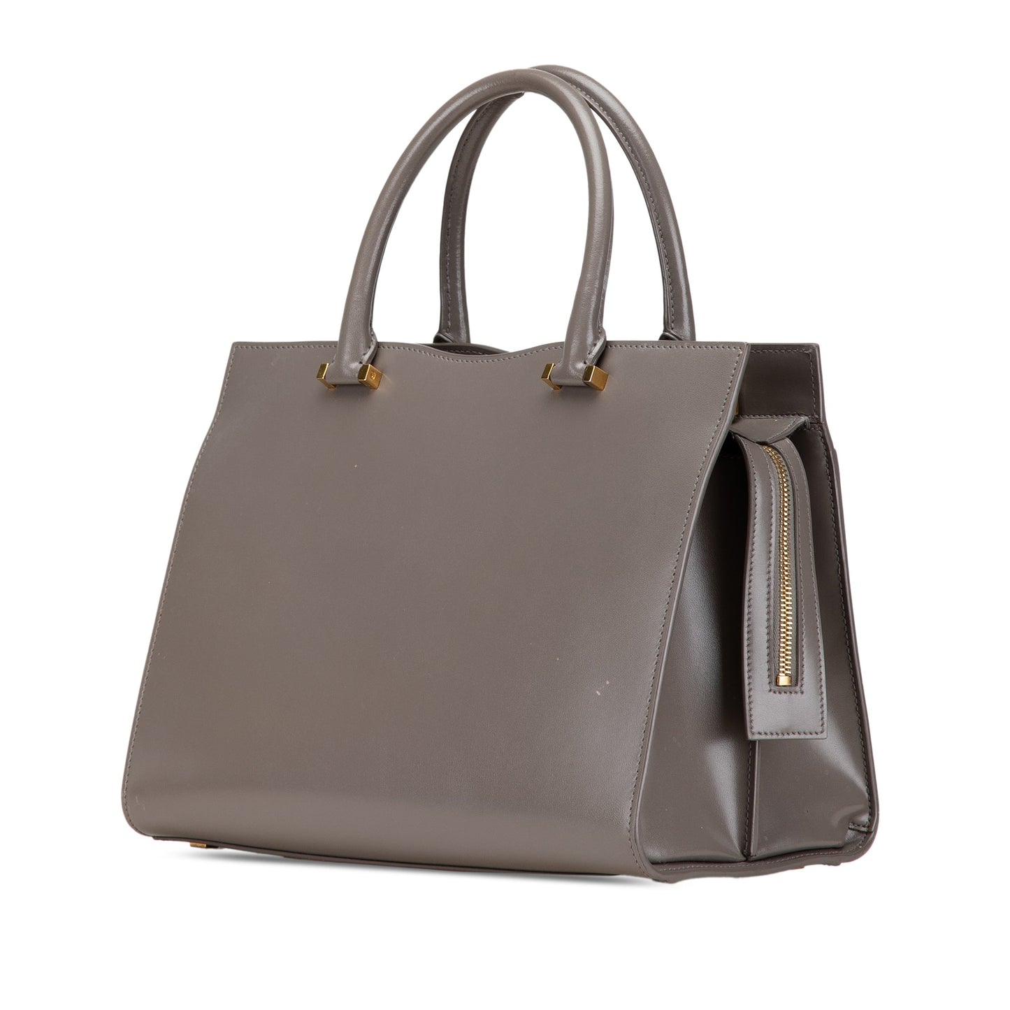 Saint Laurent Medium Leather Monogram Uptown Satchel Gray