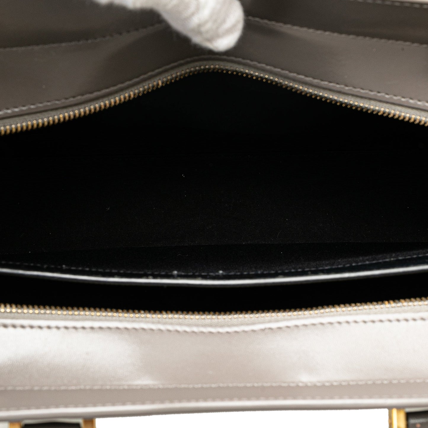 Saint Laurent Medium Leather Monogram Uptown Satchel Gray