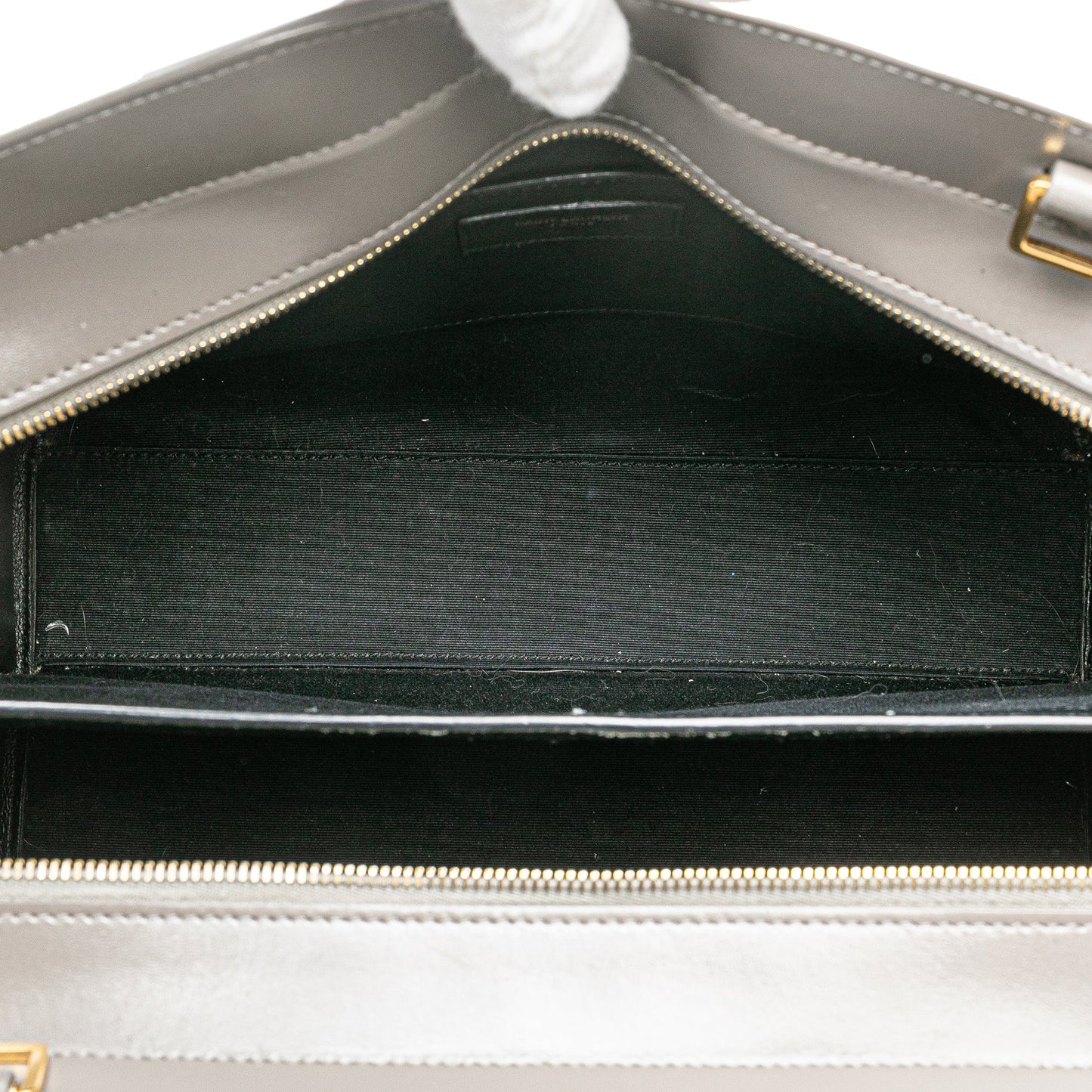 Saint Laurent Medium Leather Monogram Uptown Satchel Gray