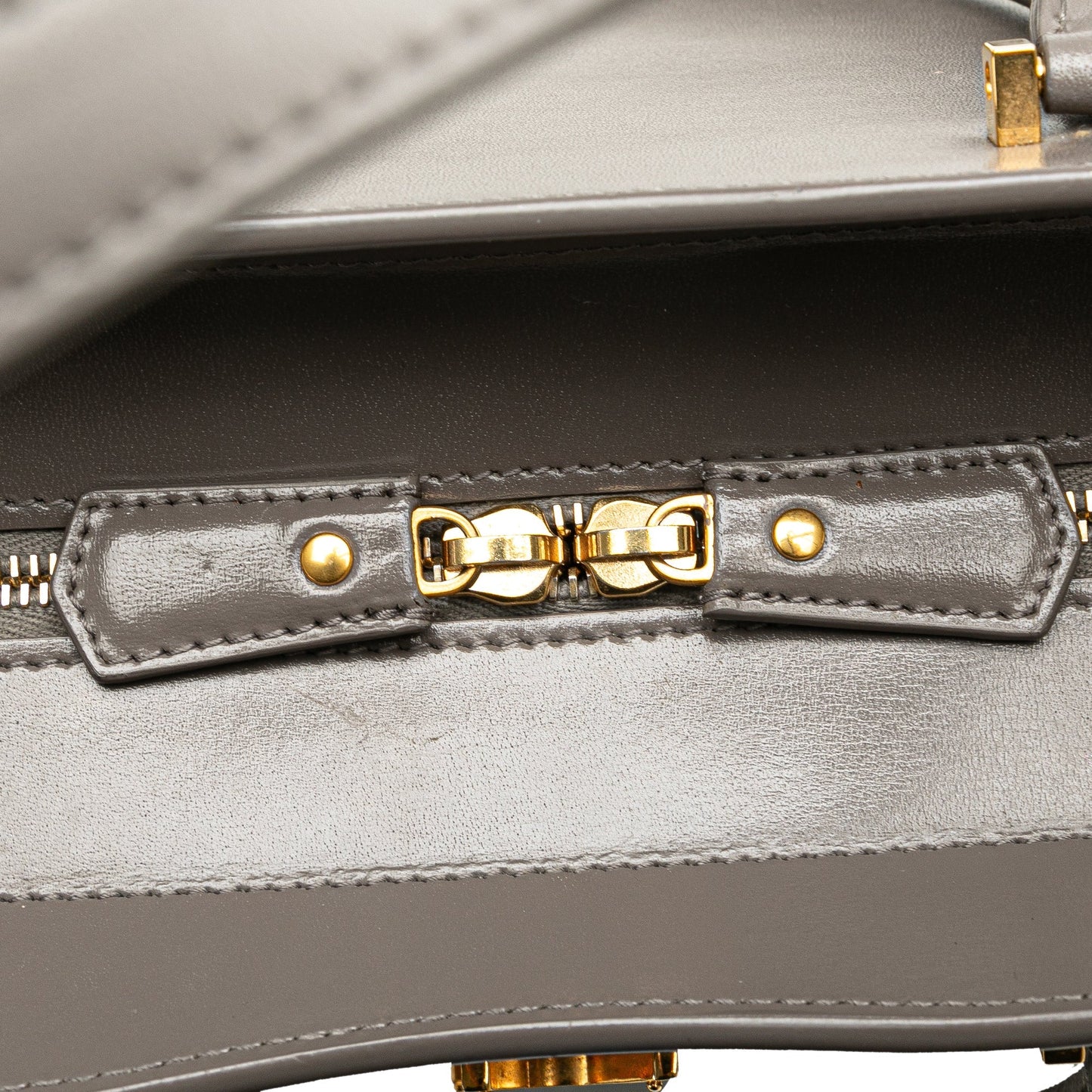 Saint Laurent Medium Leather Monogram Uptown Satchel Gray
