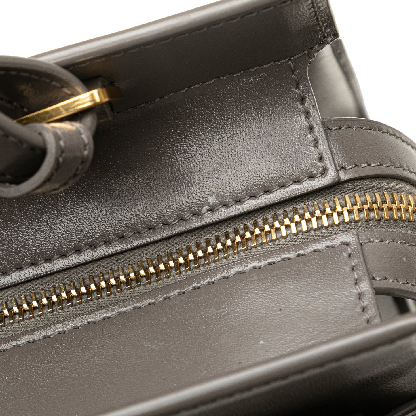 Saint Laurent Medium Leather Monogram Uptown Satchel Gray