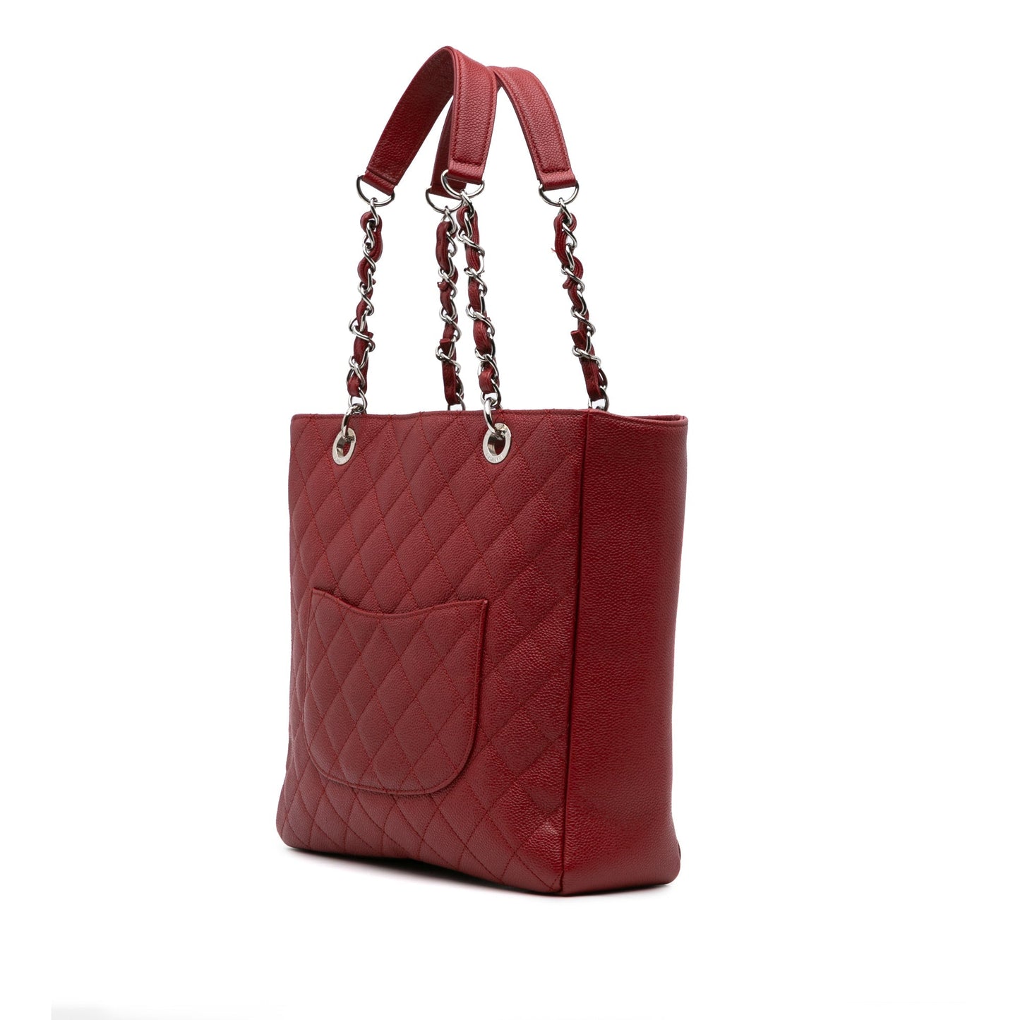 Chanel Caviar Vertical Grand Shopping Tote Red