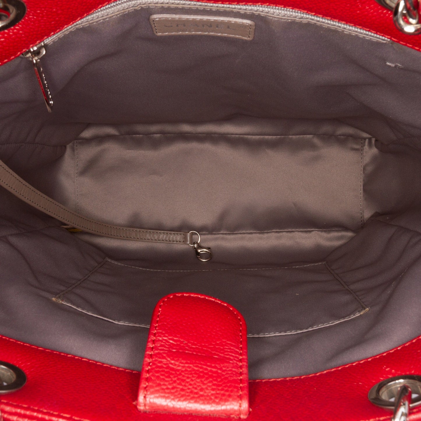 Chanel Caviar Vertical Grand Shopping Tote Red