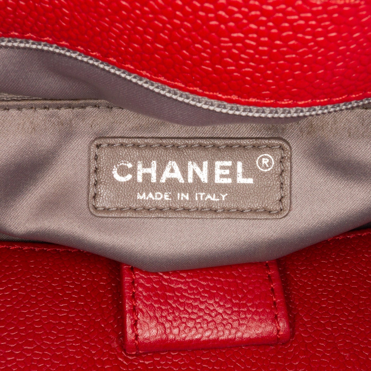 Chanel Caviar Vertical Grand Shopping Tote Red