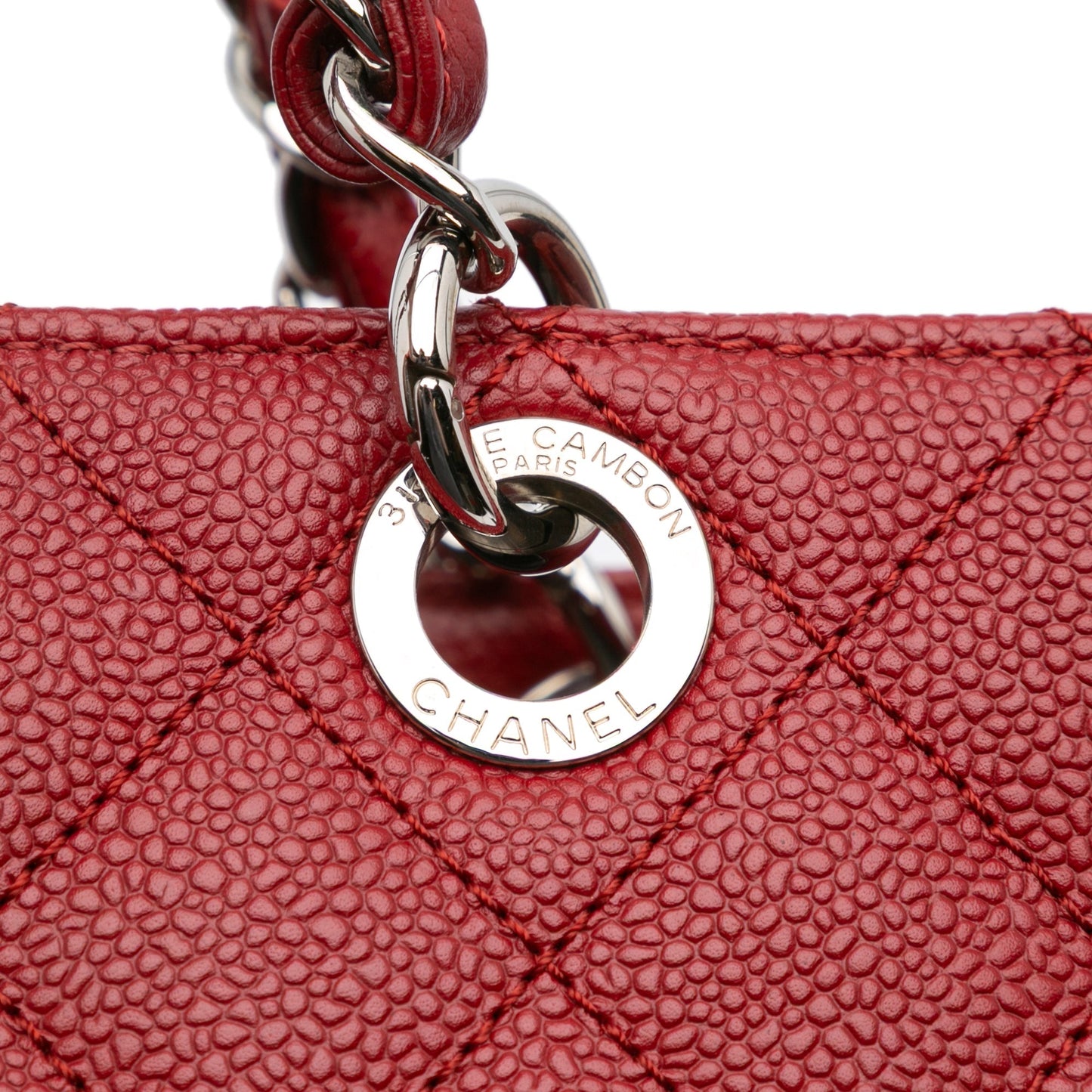Chanel Caviar Vertical Grand Shopping Tote Red