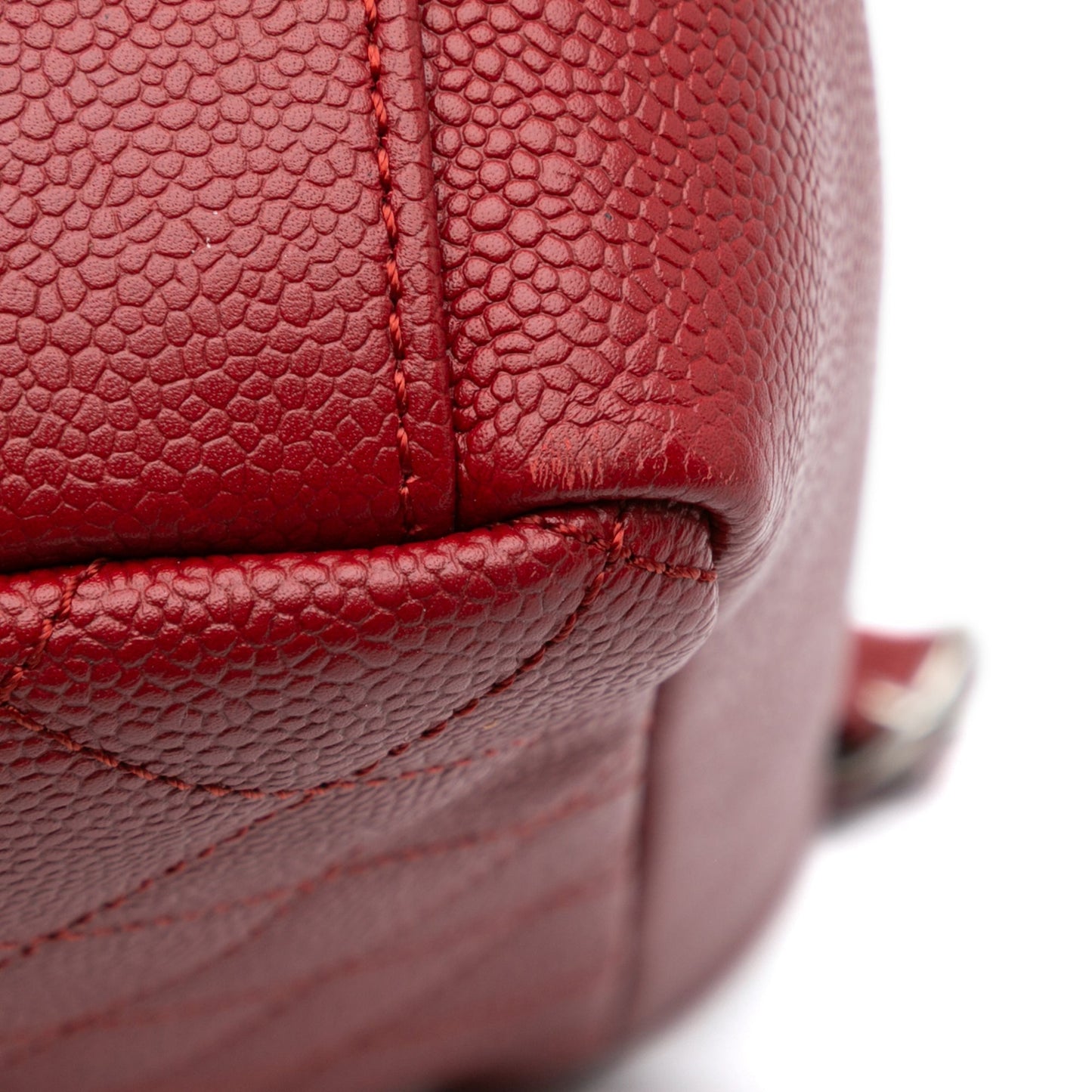 Chanel Caviar Vertical Grand Shopping Tote Red