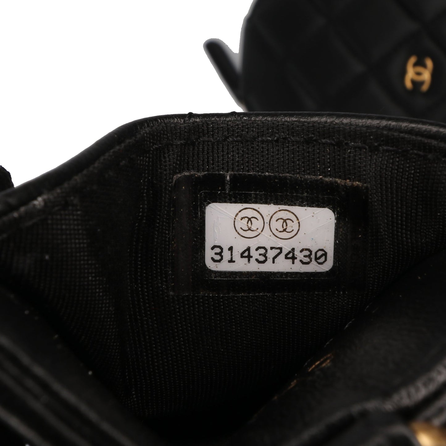 Chanel Lambskin Pearl Crown CC Wristlet Multi Pouches Black