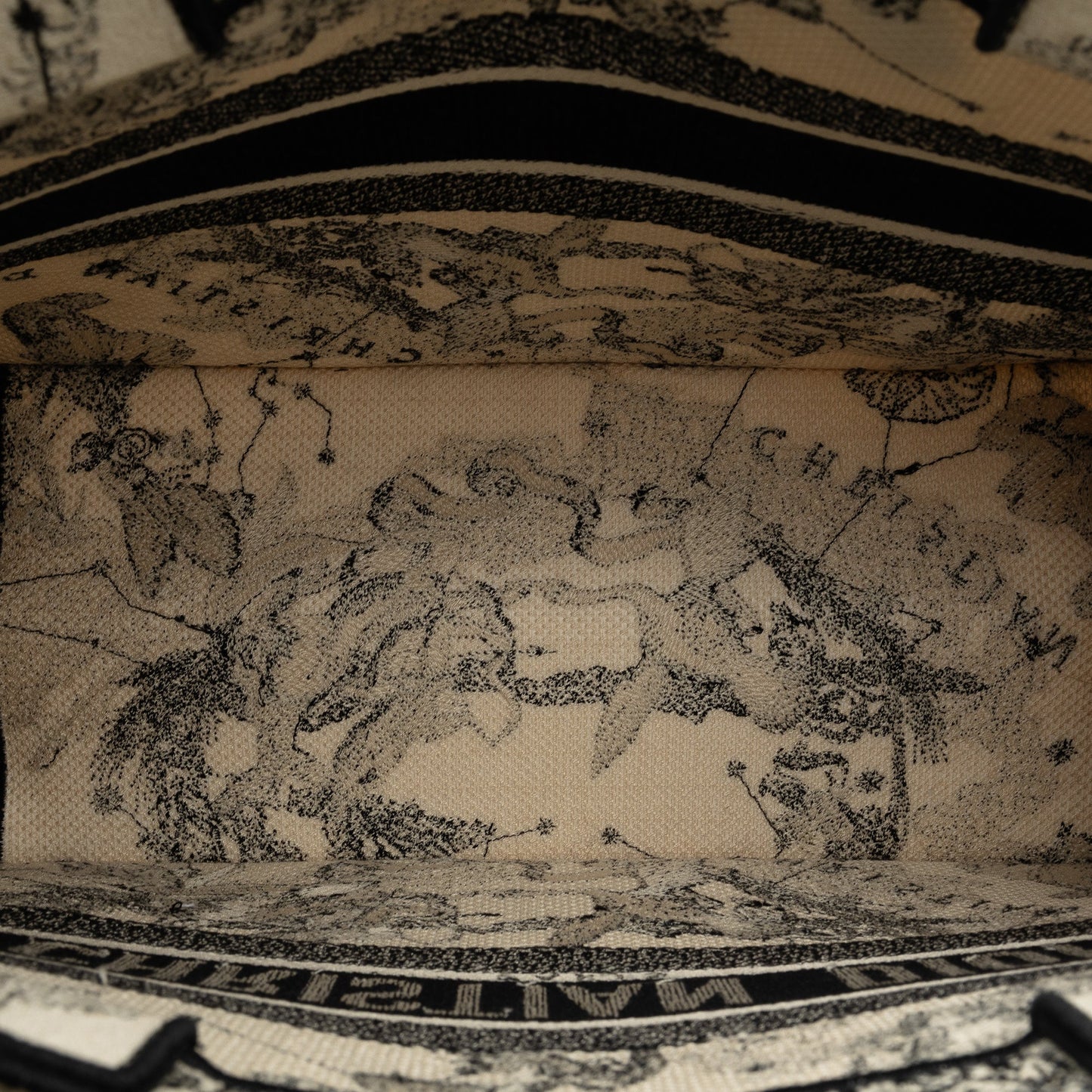 Dior Small Canvas Embroidered Zodiac Toile De Jouy Book Tote White