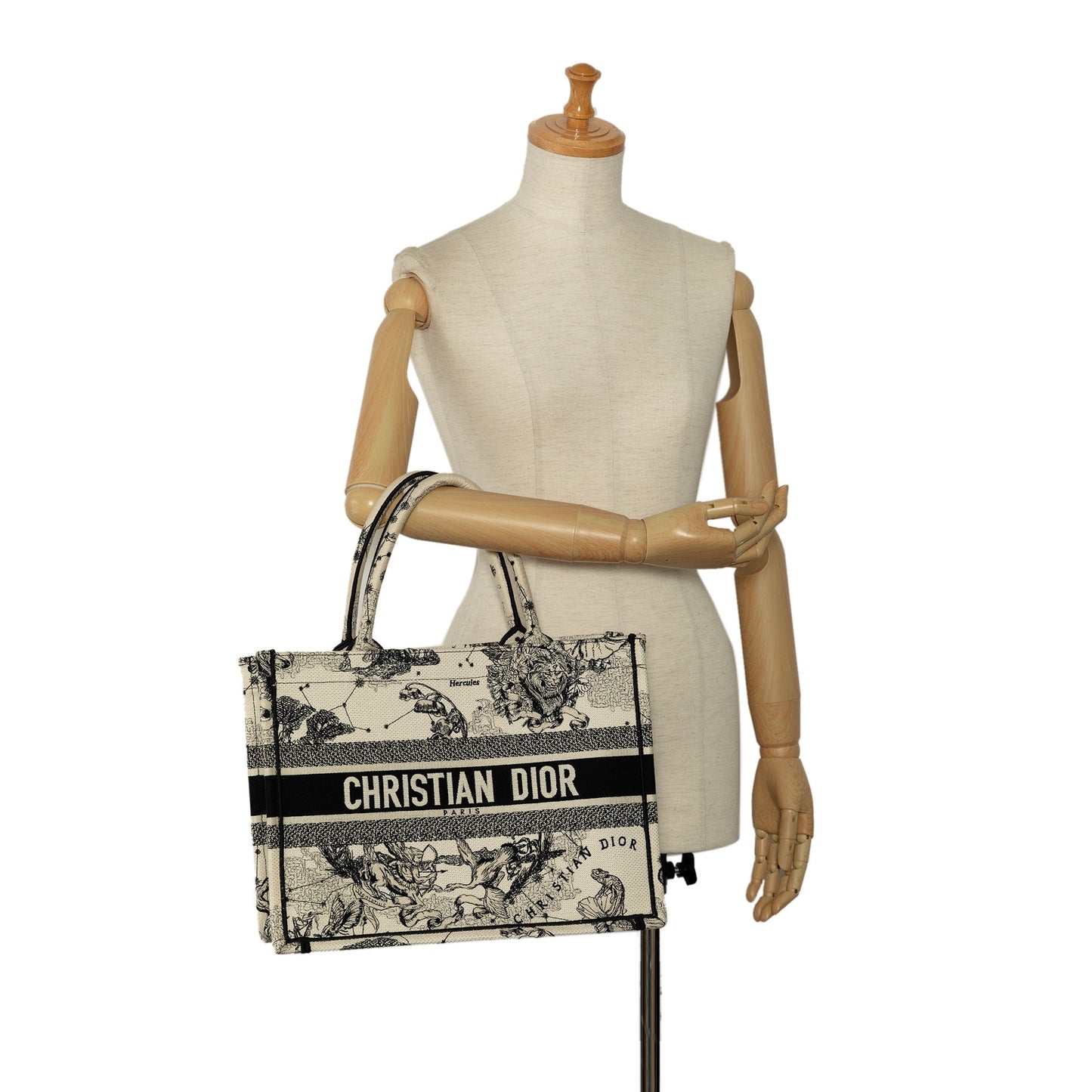 Dior Small Canvas Embroidered Zodiac Toile De Jouy Book Tote White