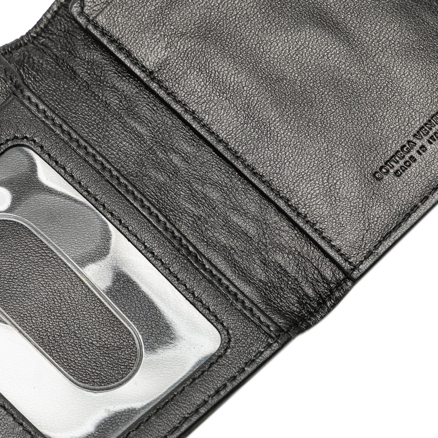 Bottega Veneta Nappa Intrecciato Bifold Card Case Black