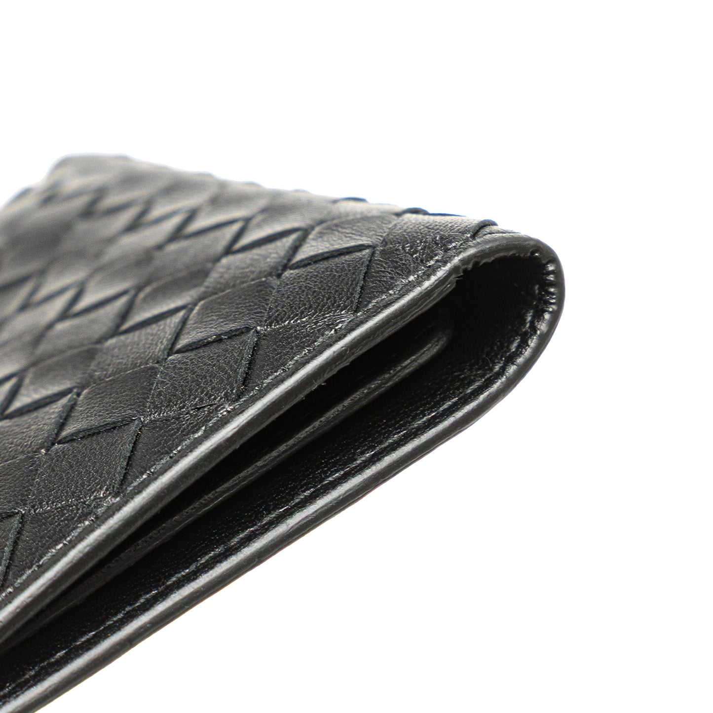 Bottega Veneta Nappa Intrecciato Bifold Card Case Black