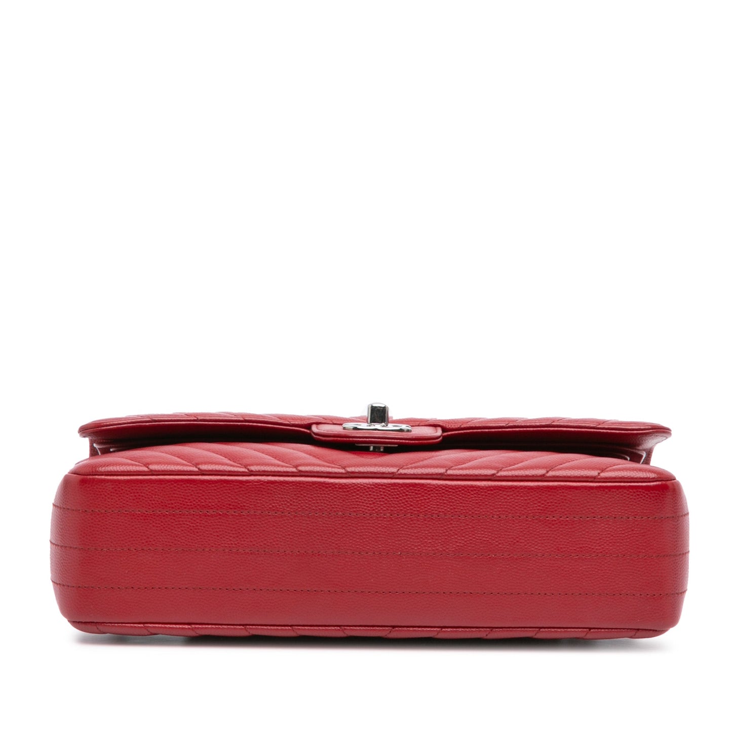 Chanel Medium Classic Chevron Caviar Double Flap Red