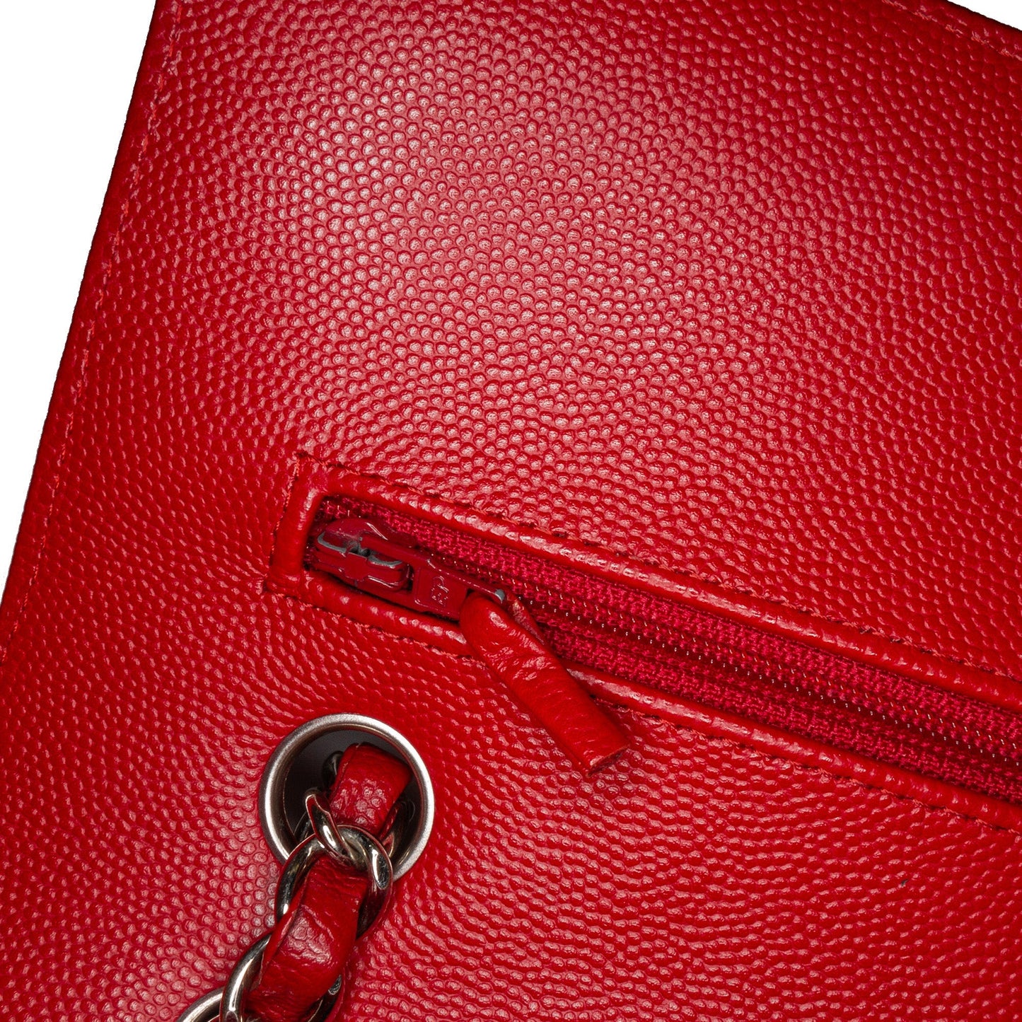 Chanel Medium Classic Chevron Caviar Double Flap Red