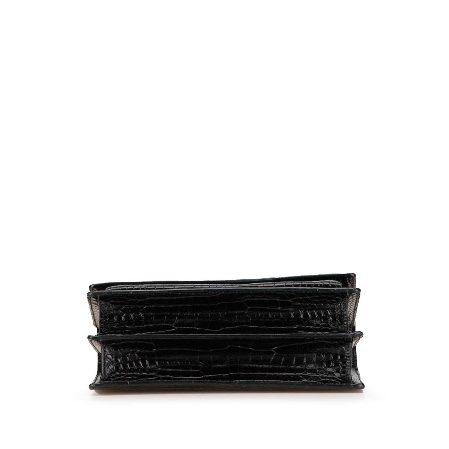 Saint Laurent Medium Croc Embossed Leather Sunset Crossbody Black