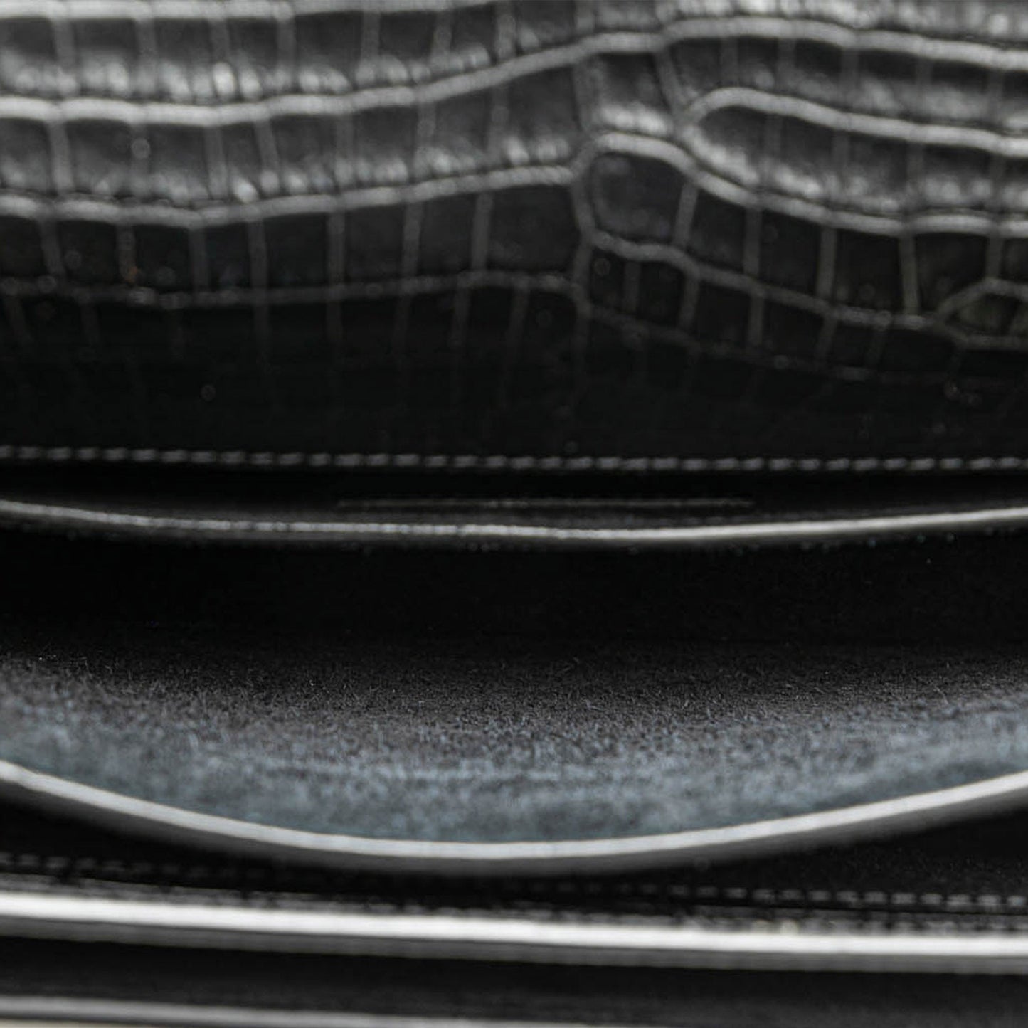 Saint Laurent Medium Croc Embossed Leather Sunset Crossbody Black