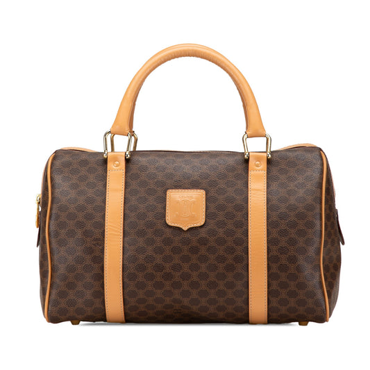 Celine Macadam Coated Canvas Boston Bag Brown