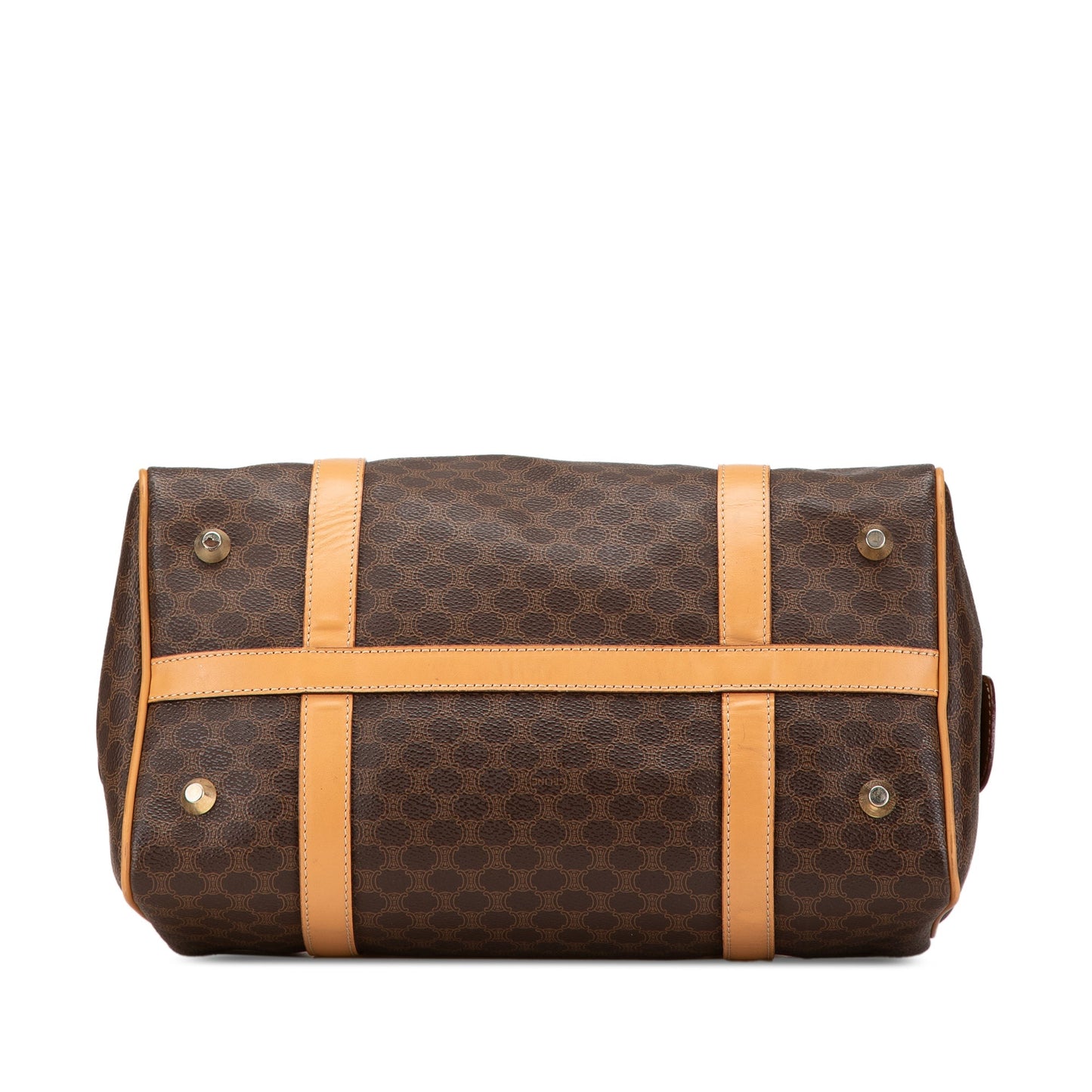 Celine Macadam Coated Canvas Boston Bag Brown