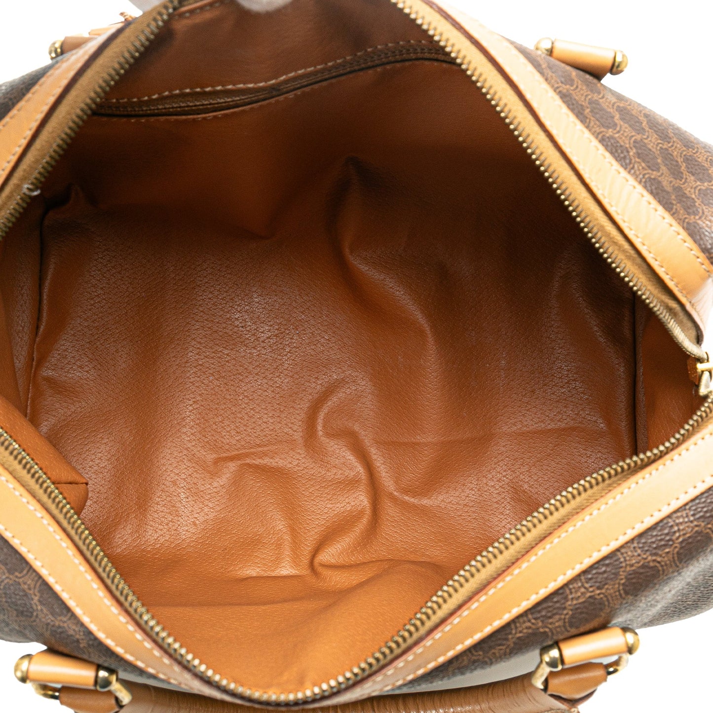 Celine Macadam Coated Canvas Boston Bag Brown