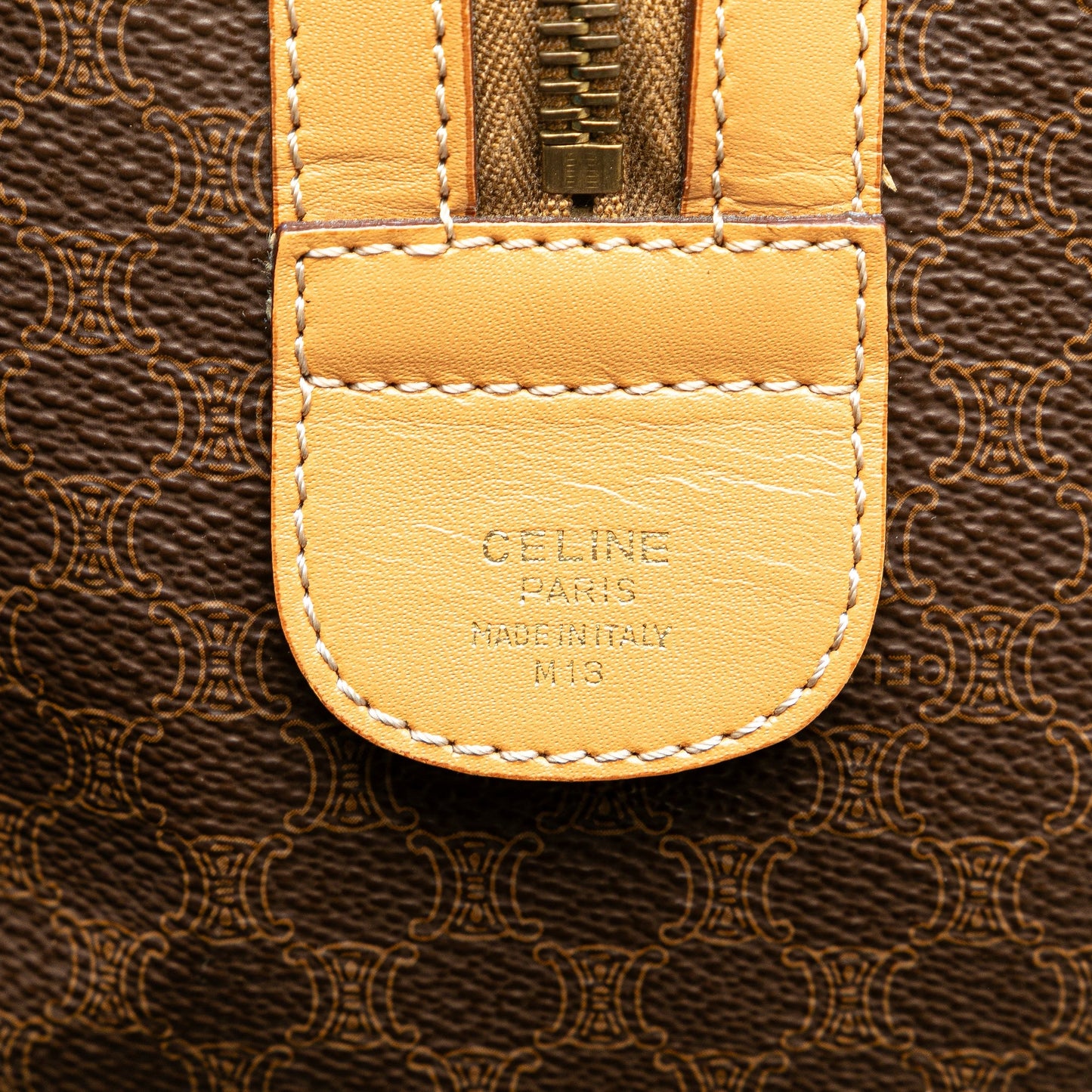 Celine Macadam Coated Canvas Boston Bag Brown