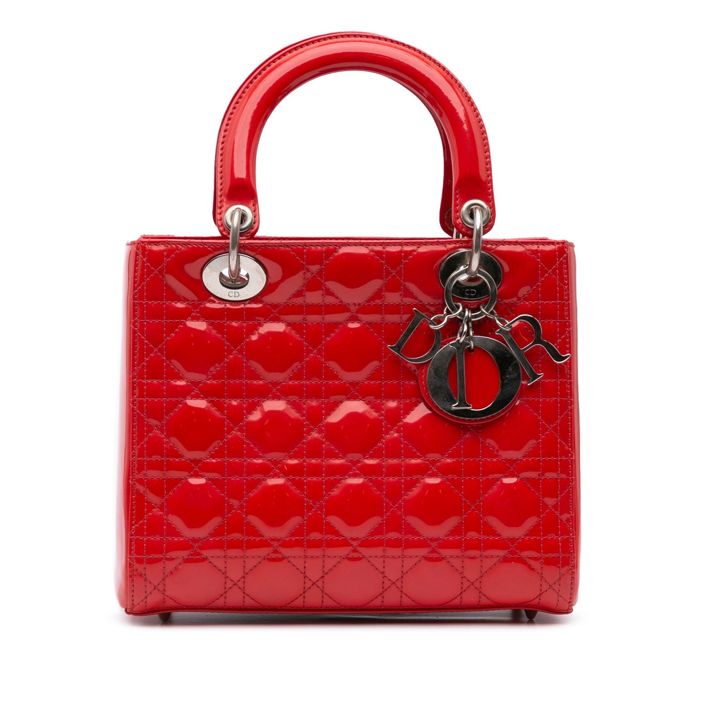 Dior Medium Patent Cannage Lady Dior Red