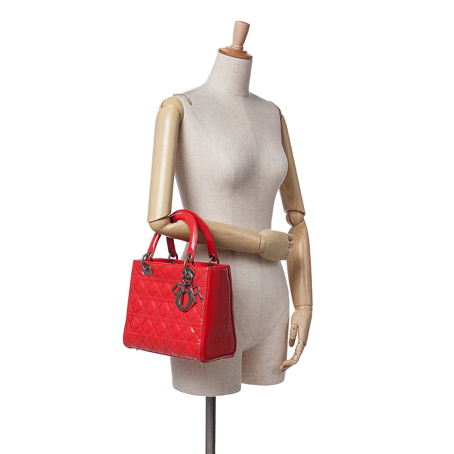Dior Medium Patent Cannage Lady Dior Red
