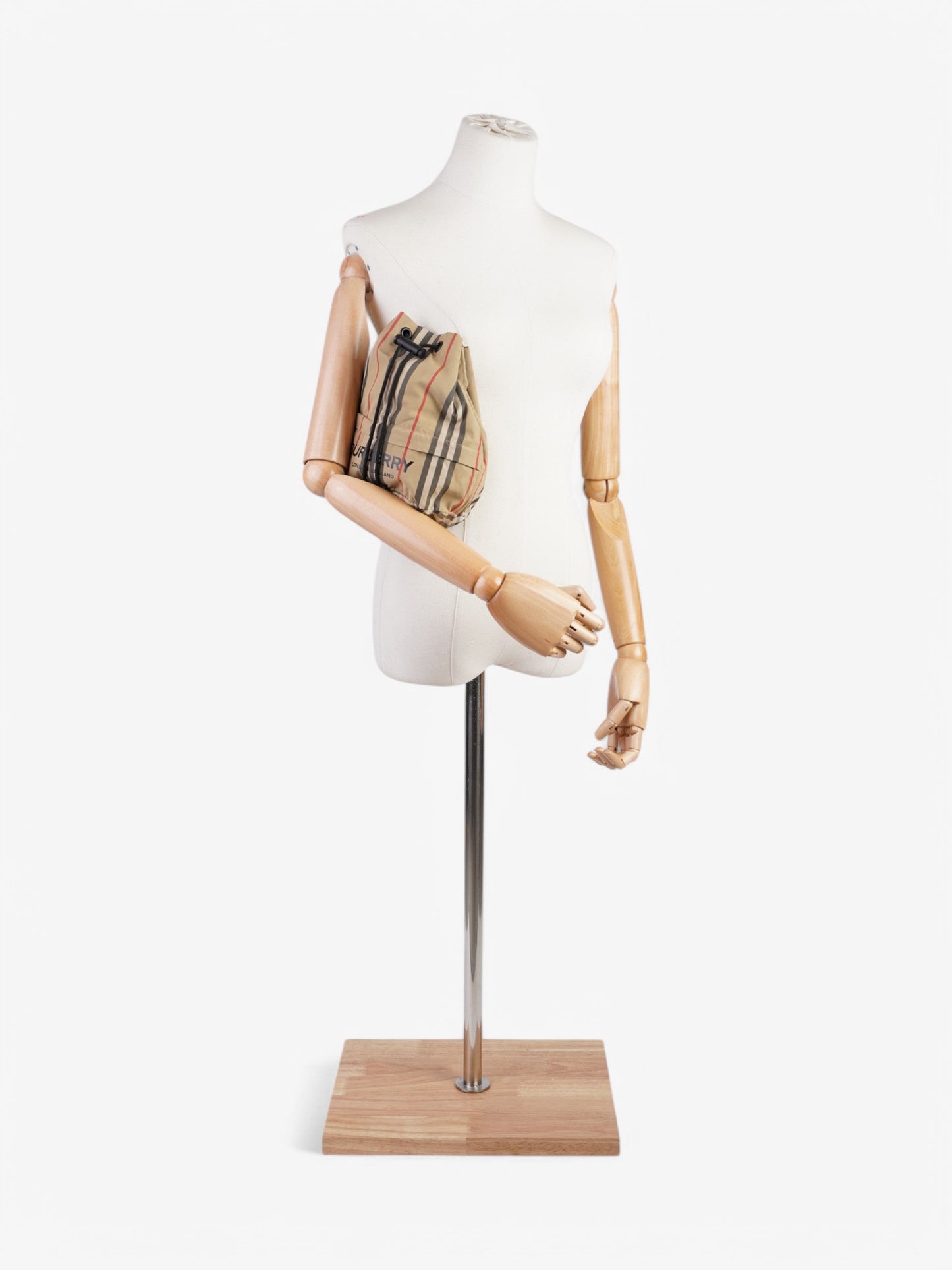 Burberry Icon Stripe Drawcord  Beige  / Black / Red Canvas