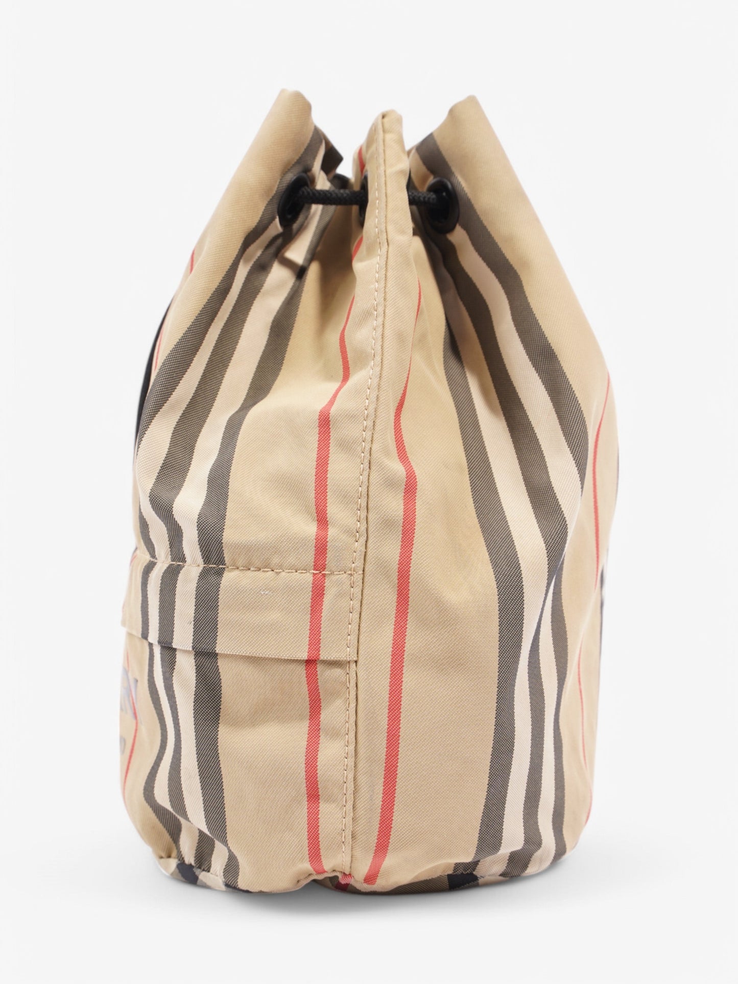 Burberry Icon Stripe Drawcord  Beige  / Black / Red Canvas