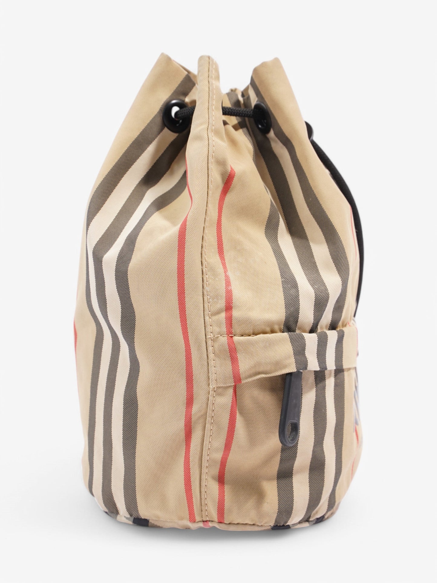 Burberry Icon Stripe Drawcord  Beige  / Black / Red Canvas