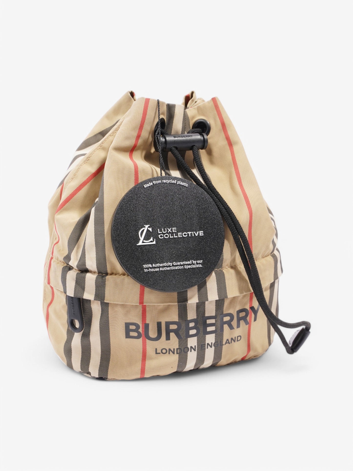 Burberry Icon Stripe Drawcord  Beige  / Black / Red Canvas