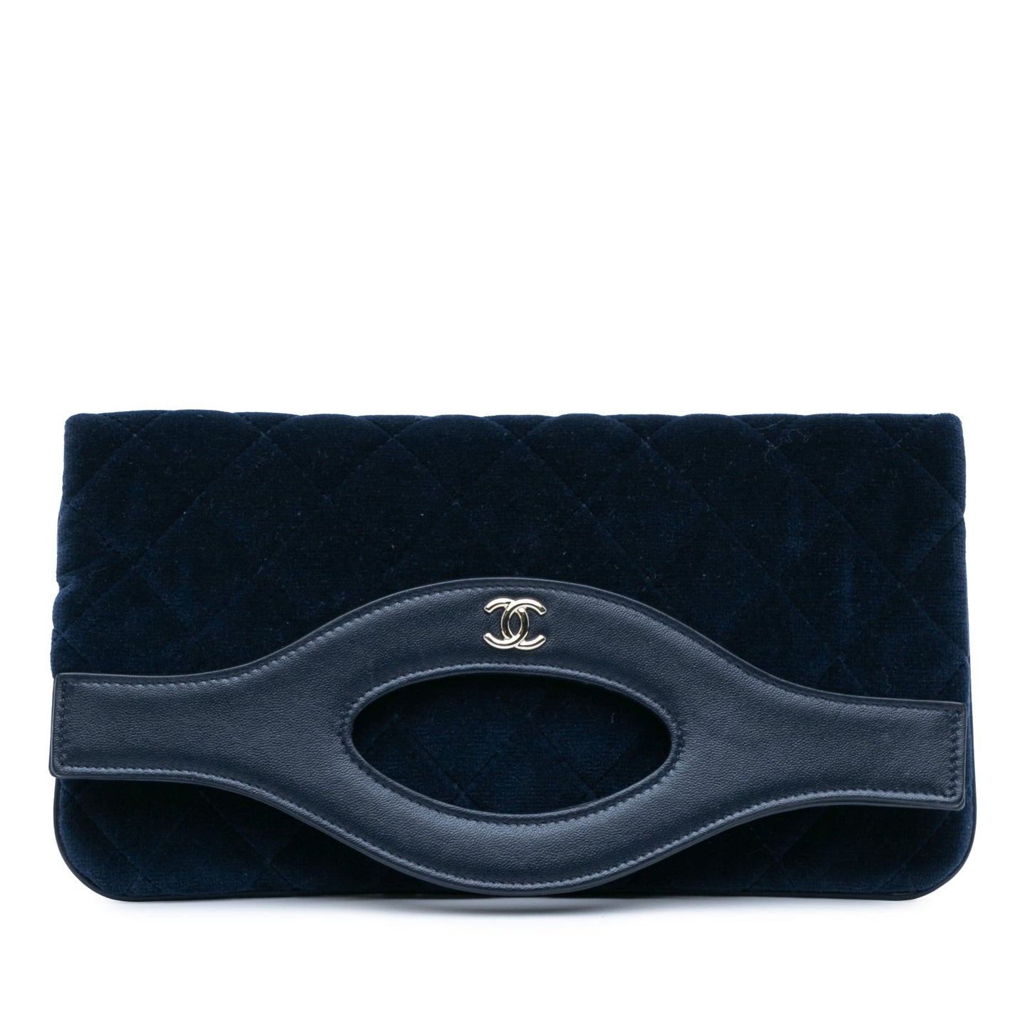 Chanel Quilted Velvet 31 Clutch Blue