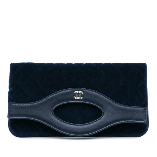 Chanel Quilted Velvet 31 Clutch Blue