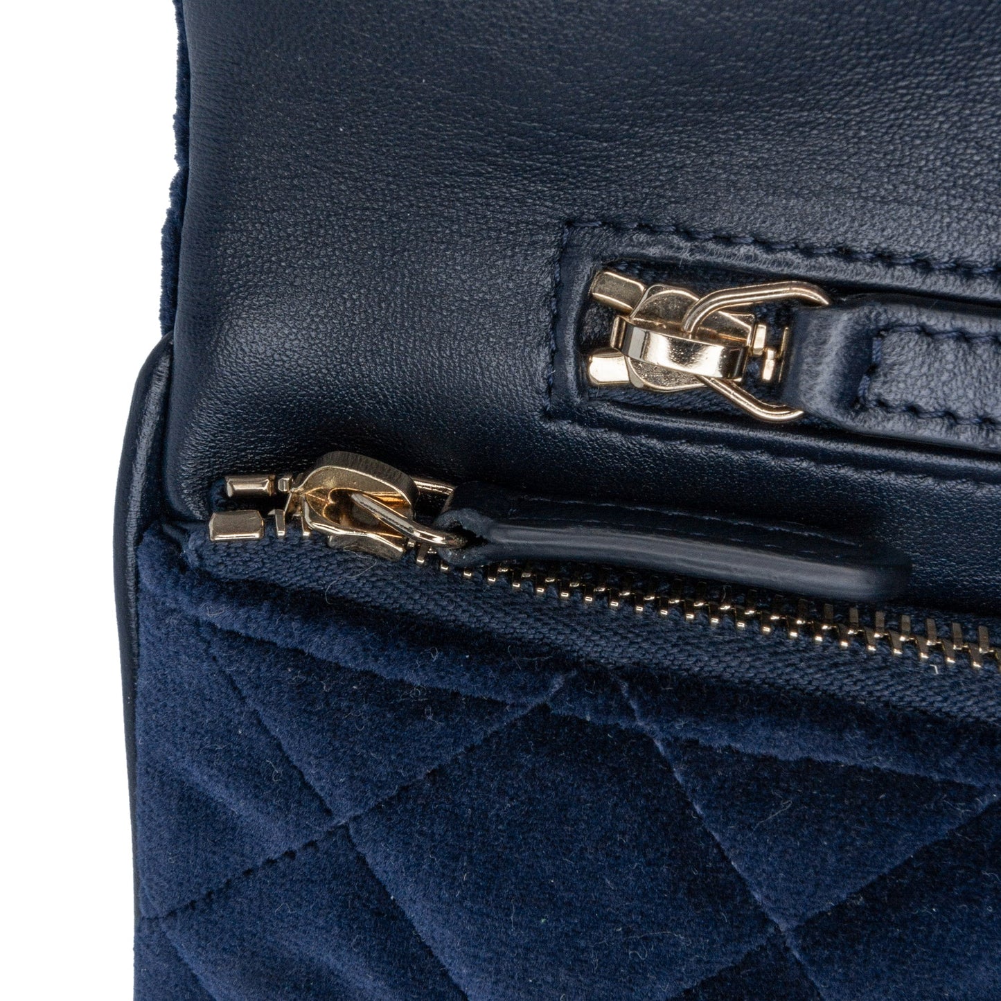 Chanel Quilted Velvet 31 Clutch Blue