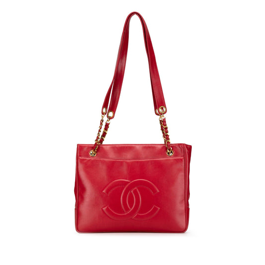 Chanel CC Lambskin Chain Tote Red