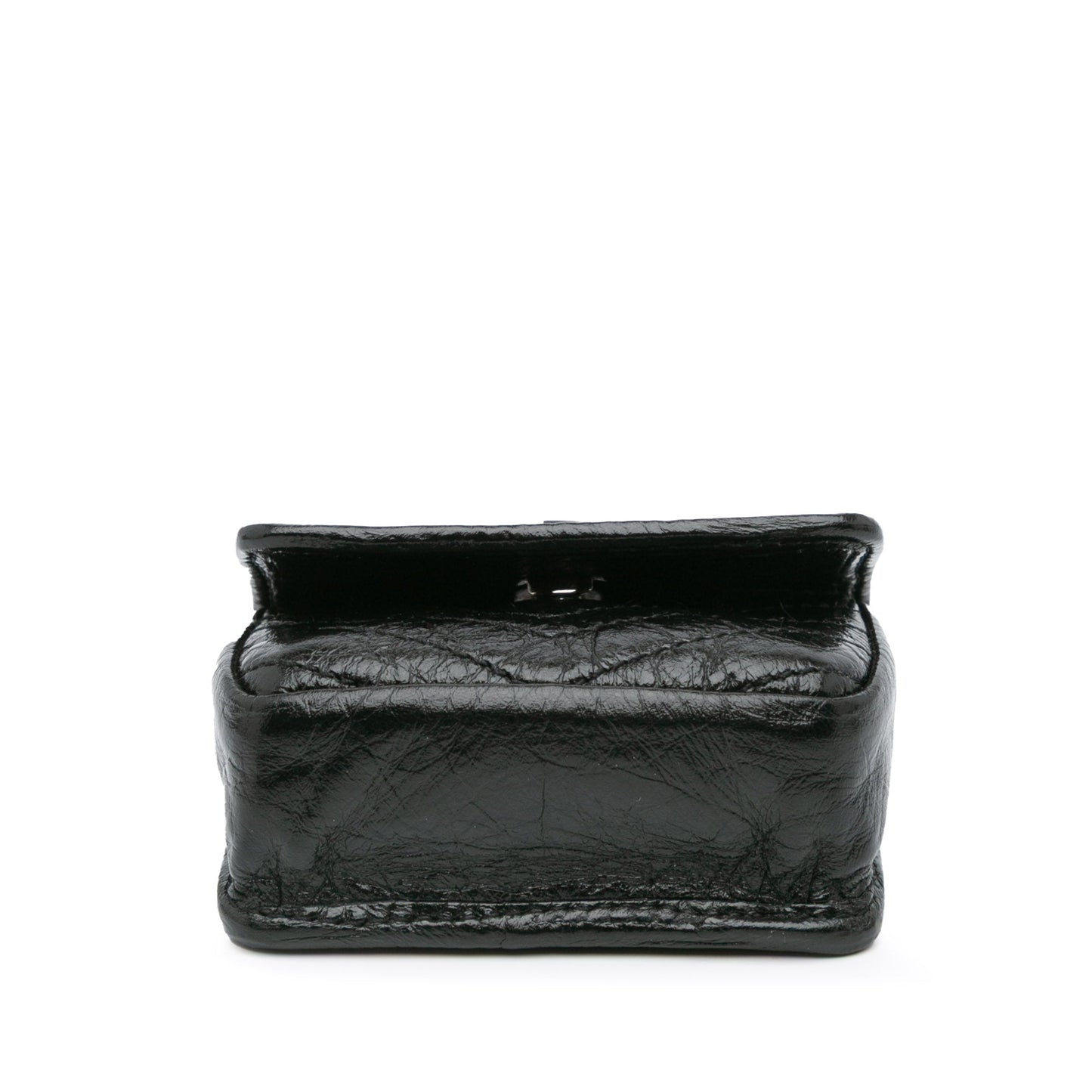 Saint Laurent Micro Crinkled Leather Niki Airpods Case with Chain Black