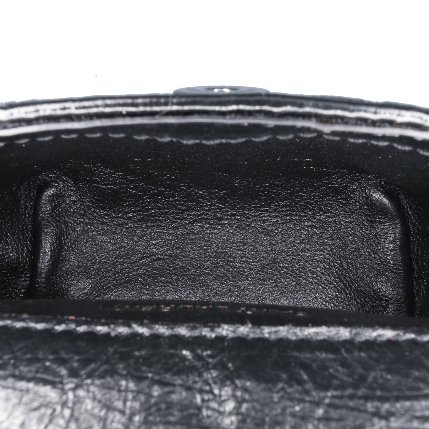 Saint Laurent Micro Crinkled Leather Niki Airpods Case with Chain Black